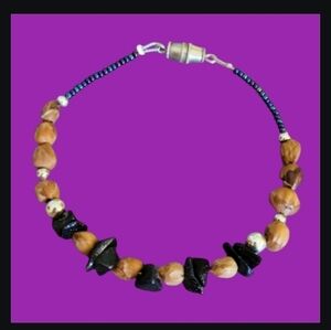 HANDMADE Navajo Black Sunstone Ghost Beaded Protection Bracelet